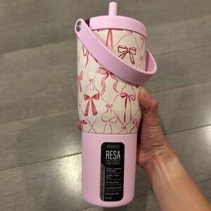 BrüMate Pink and Cream Tumbler with Bow Design 35oz